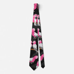 Corbata Patrón de loro de galas rosa y púrpura