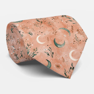 Corbata Patrón de Luna Floral Celestial Boho (4)
