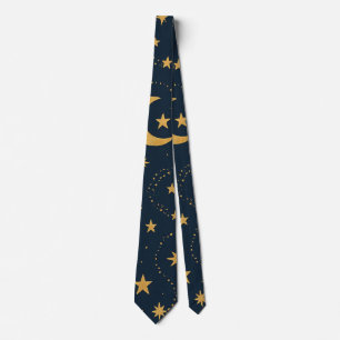 Corbata Patrón de Luna y Estrellas Celestiales – Medianoch