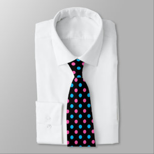 Corbata Patrón de lunares azul rosa negro