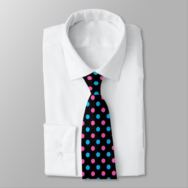 Corbata Patrón de lunares azul rosa negro (Atado)