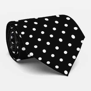 Corbata Patrón de lunares mini blancos sobre negro