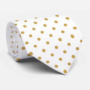 Corbata Patrón de lunares mini en oro sobre blanco