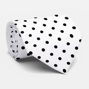 Corbata Patrón de lunares mini negro sobre blanco