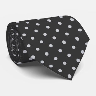 Corbata Patrón de lunares mini plateados sobre gris carbón