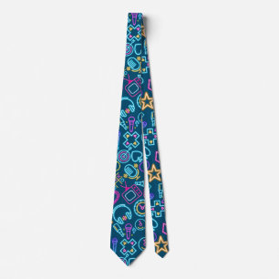 Corbata Patrón de luz neón 01x4 DBlue BG de Vintage 80