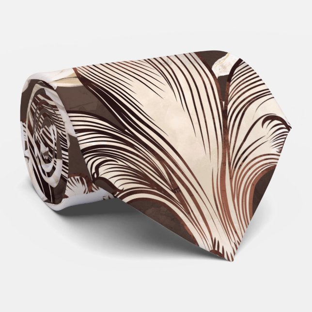 Corbata Patrón de Magnolia y Fleur-de-lis (Enrollado)