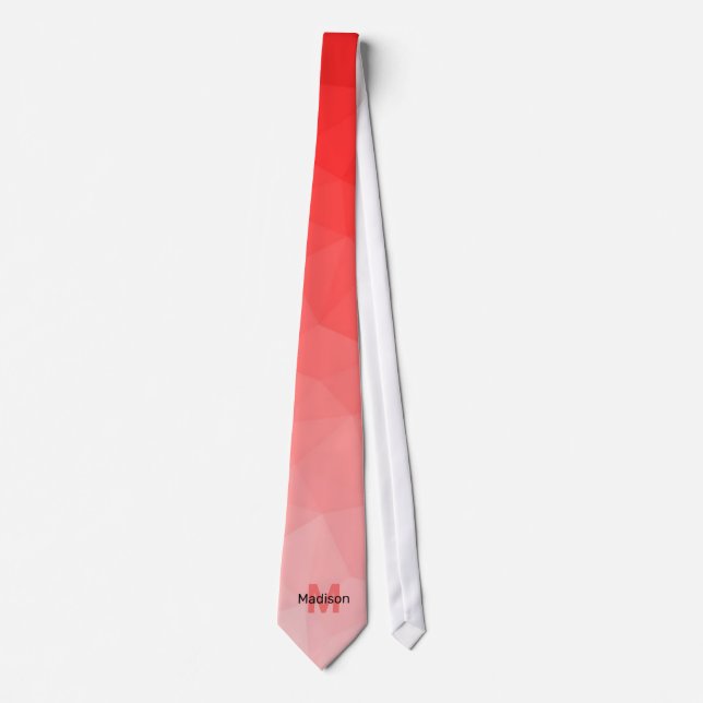 Corbata Patrón de malla de geometría de gradiente rojo Mon (Anverso)