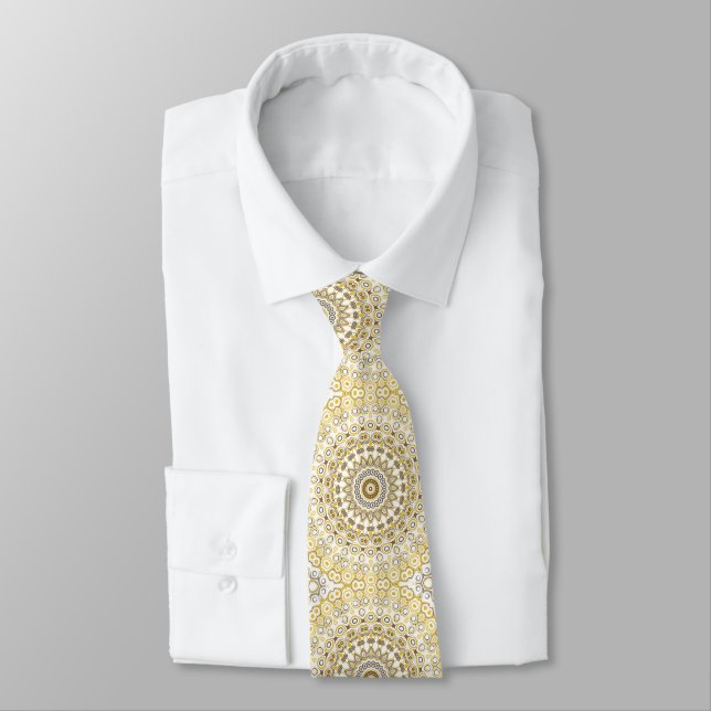 Corbata Patrón de Mandala amarillo dorado (Atado)