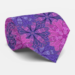 Corbata Patrón de mandala colorido rosa y azul