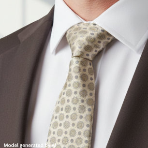 Corbata Patrón de mandala de oro gris