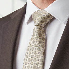 Corbata Patrón de mandala de oro gris