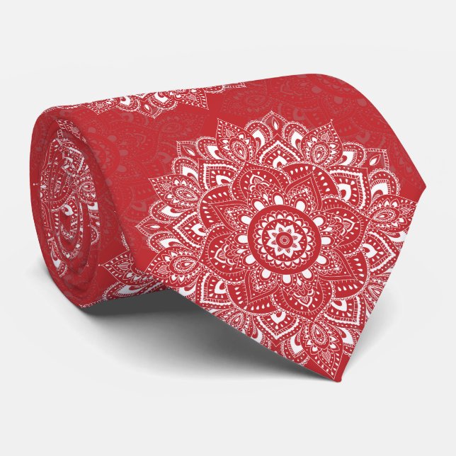 Corbata Patrón de mandala espiritual indio rojo (Enrollado)