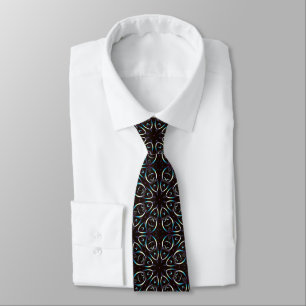 Corbata Patrón de Mandala Glow Glow de Oro Azul