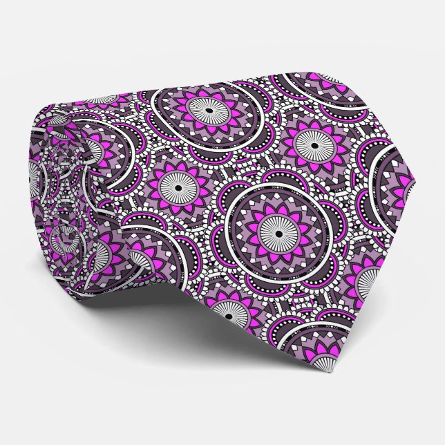 Corbata Patrón de mandala islámica púrpura (Enrollado)