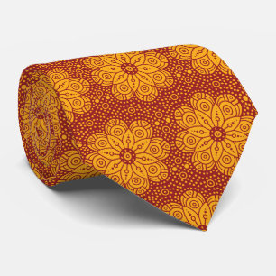 Corbata Patrón de mandala rojo y amarillo real