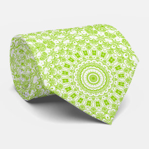 Corbata Patrón de Mandala Verde Chartreuse