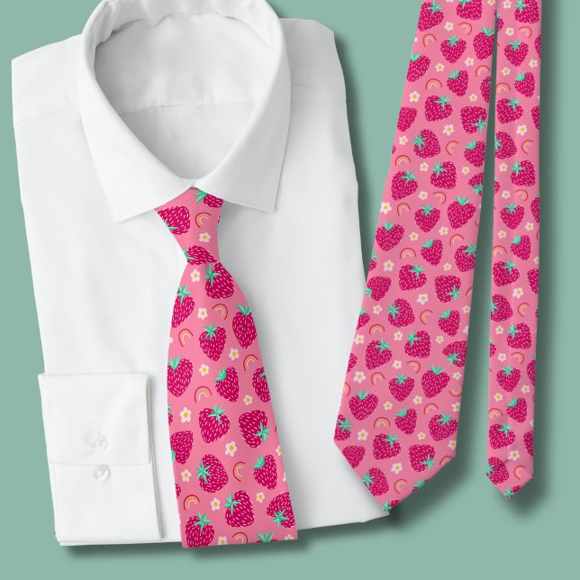Corbata Patrón de margarita arcoíris de fresa (Strawberry daisy rainbow summer tie)