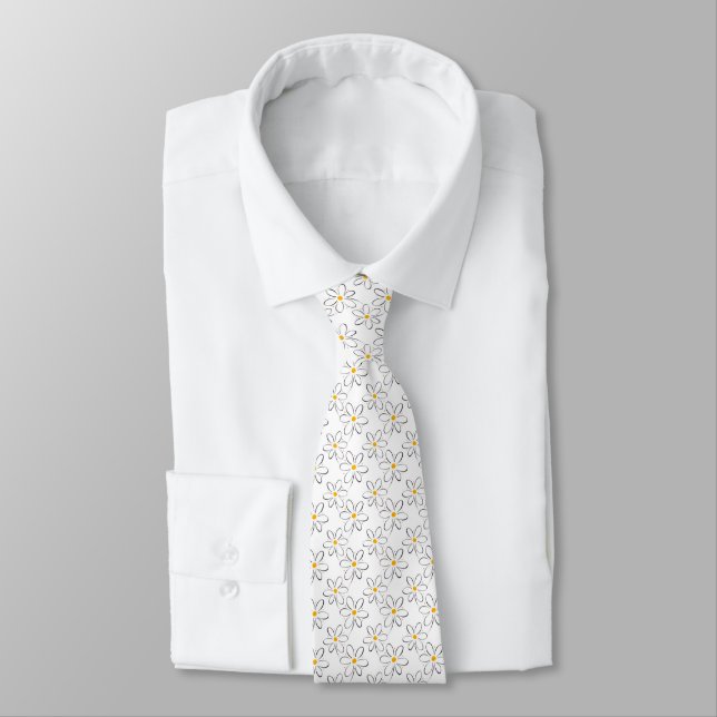 Corbata Patrón de margarita blanca (Atado)