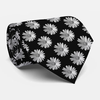 Corbata Patrón de margarita - Blanco y negro