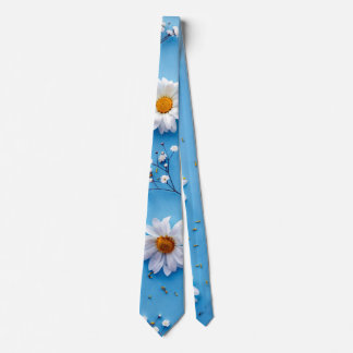 Corbata Patrón de margarita floral - Azul claro