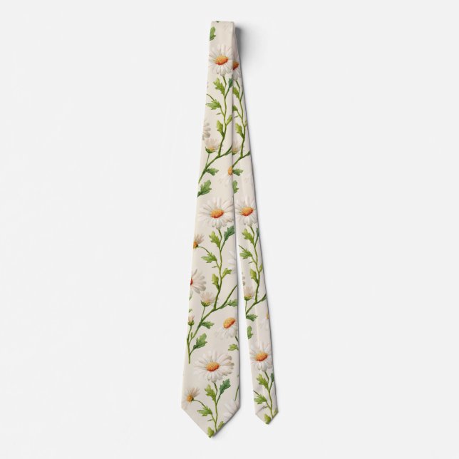 Corbata Patrón de margaritas acuarela (Anverso)