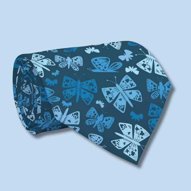 Corbata Patrón de mariposa azul (Blue butterfly pattern tie)