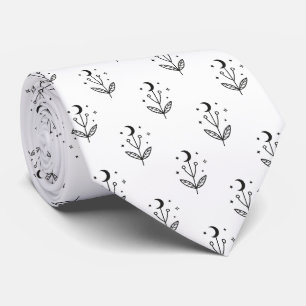 Corbata Patrón de mariposa polilla en blanco y negro