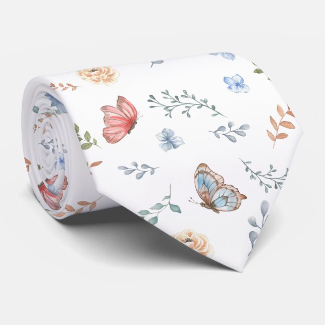 Corbata Patrón de mariposa polilla floral (Enrollado)