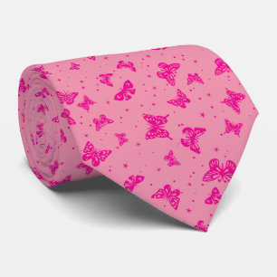 Corbata Patrón de mariposa vintage rosa