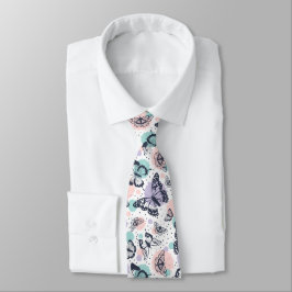 Corbata Patrón de mariposas retro coloridas