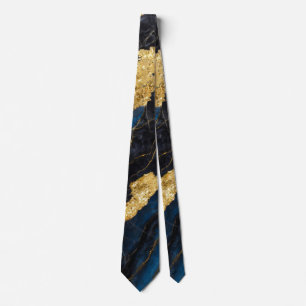 Corbata Patrón de mármol azul con oro