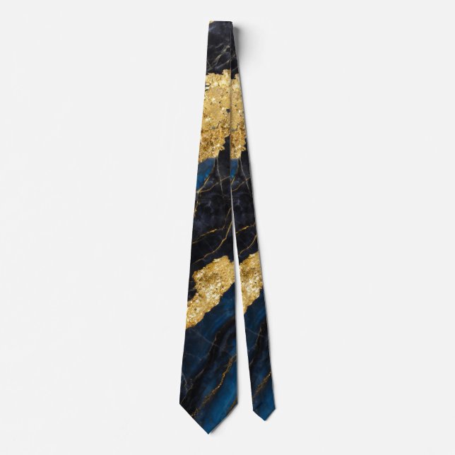 Corbata Patrón de mármol azul con oro (Anverso)