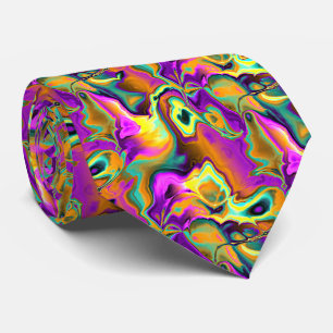 Corbata Patrón de mármol fractal chic retro colorido genia