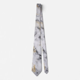 Corbata Patrón de mármol gris y oro blanco