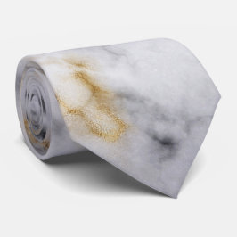 Corbata Patrón de mármol gris y oro blanco