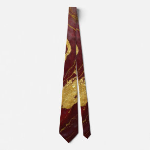 Corbata Patrón de mármol rojo con oro