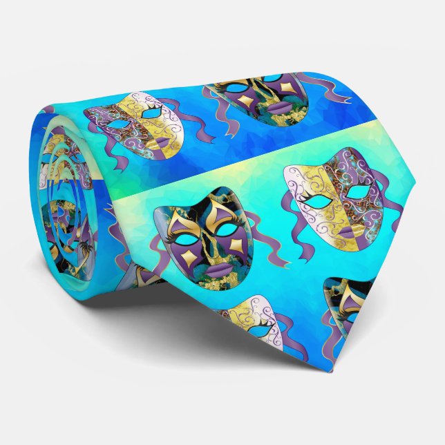 Corbata Patrón de masque veneciano en un patrón ecléctico  (Enrollado)