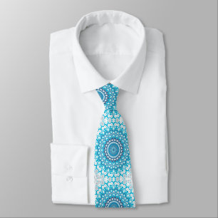 Corbata Patrón de medallón pintado de azul y gris