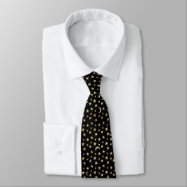 Corbata Patrón de Medias Lunas Estrellas Doradas
