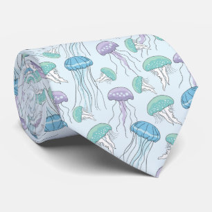 Corbata Patrón de medusa suave pastel multicolor brillante