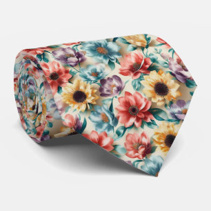 Corbata Patrón de mezcla floral multicolor