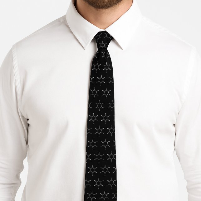 Corbata Patrón de Molécula de benceno negro (Benzene Molecule Pattern Black Neck Tie)
