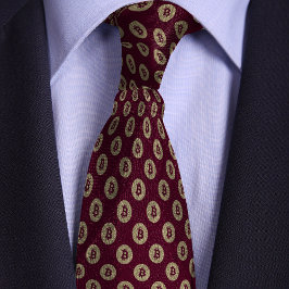 Corbata Patrón de moneda de cifrado de bitcoin de Borgoña 