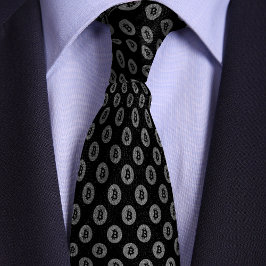 Corbata Patrón de moneda de cifrado de bitcoin negro y pla