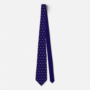 Corbata Patrón de monograma azul oscuro y beige