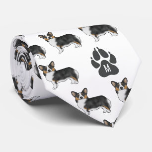Corbata Patrón de monograma de Corgi galés Pembroke Tri ne