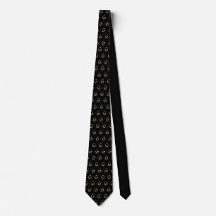 Corbata Patrón de monograma negro y beige