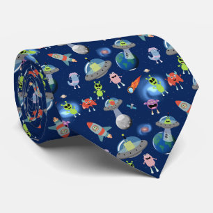 Corbata Patrón de monstruos alienígenas modernos lindos en