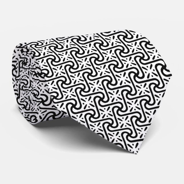 Corbata Patrón de mosaico egipcio, blanco y negro (Enrollado)